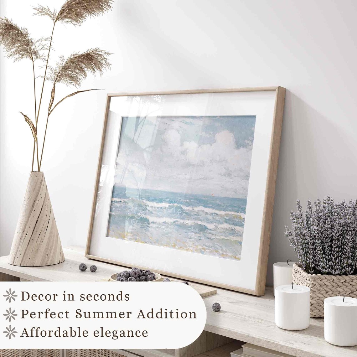 Vintage Ocean Waves, Neutral Summer Art Print - Image 4