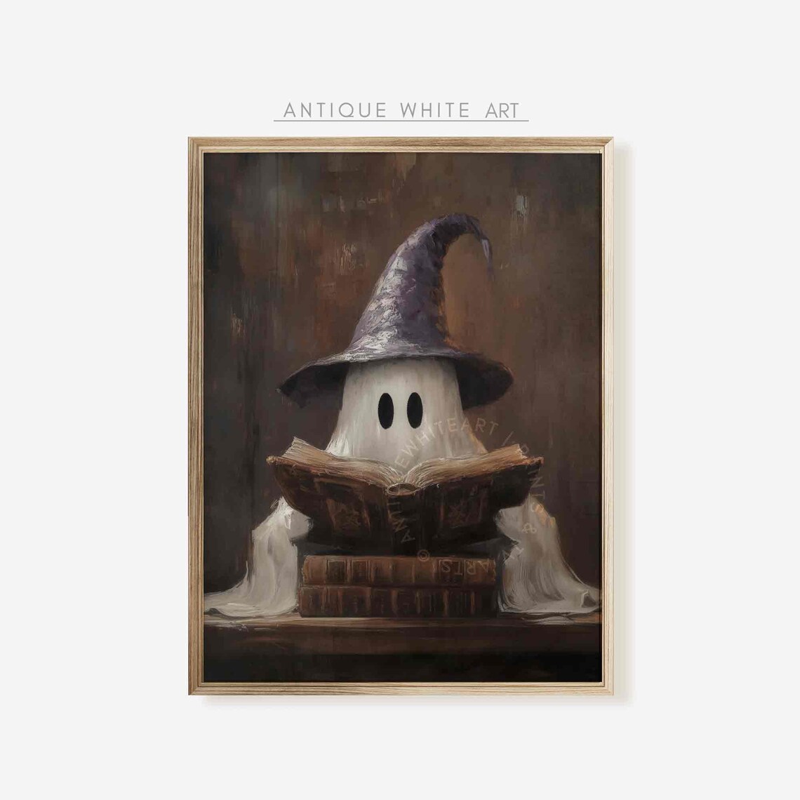 Witchy Halloween Ghost Print, Rustic Vintage Decor