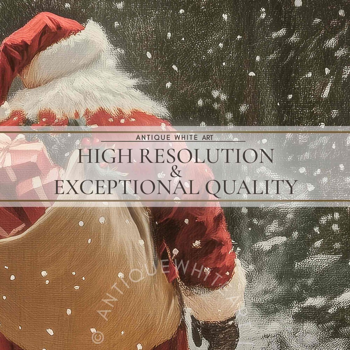 Santa Claus With Gift Sack Walking In Snowy Woods Night Poster - Image 2