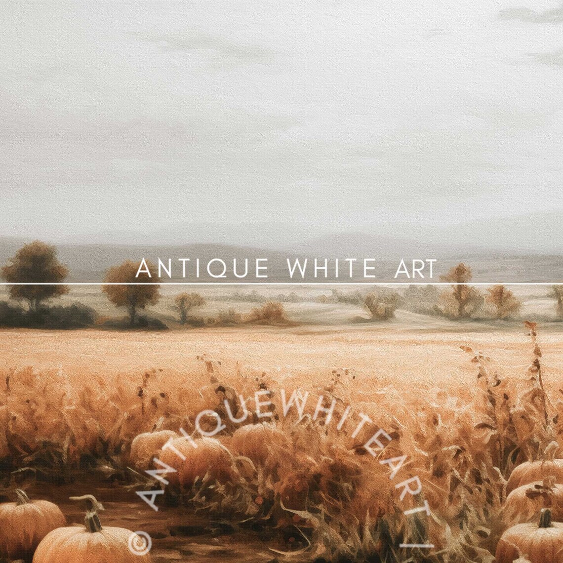 Pumpkin Patch Golden Field Autumn Harvest Rows Vintage Farmhouse Print - Image 5