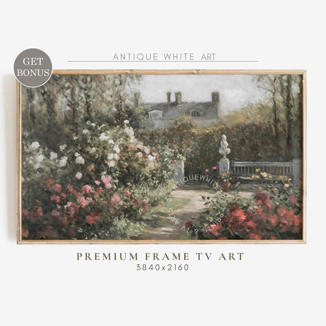 Cottage Rose Garden Farmhouse Wall Art Print