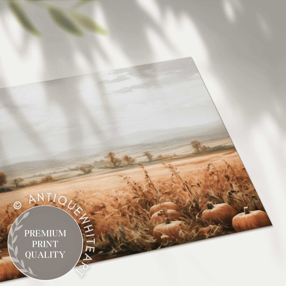 Pumpkin Patch Golden Field Autumn Harvest Rows Vintage Farmhouse Print - Image 4