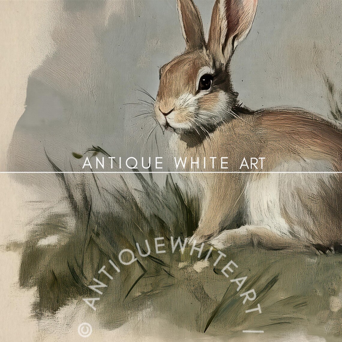 Bunny Sketch, Easter Bunny Painting, Art Print - Image 3