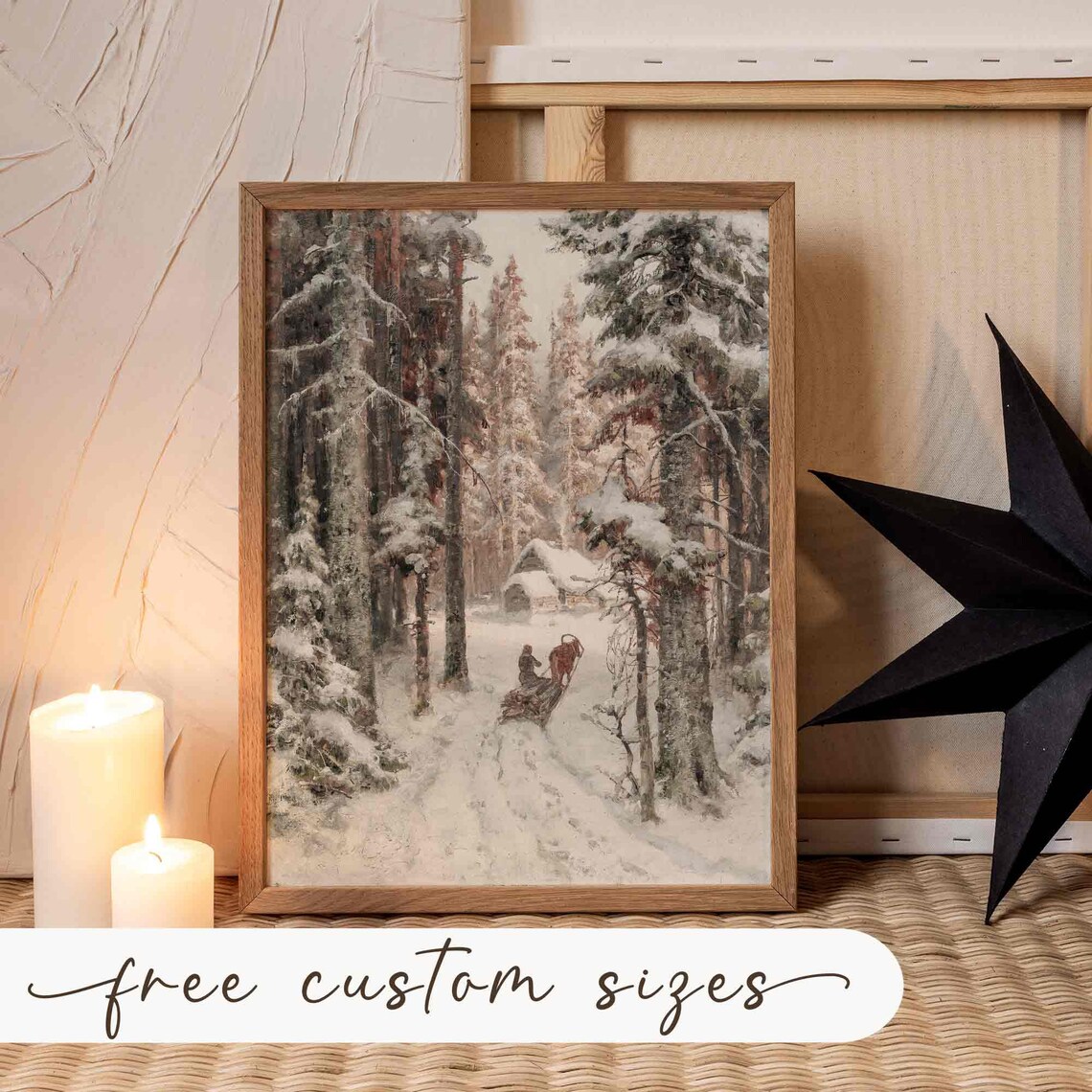 Vintage Winter Forest Landscape Art Print - Image 2