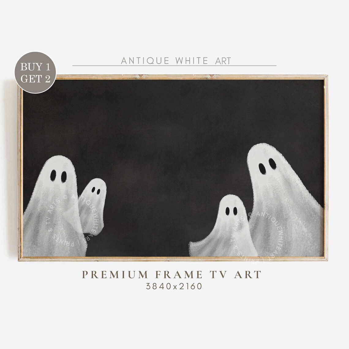 Halloween Ghost Decor, Neutral Vintage Art Print