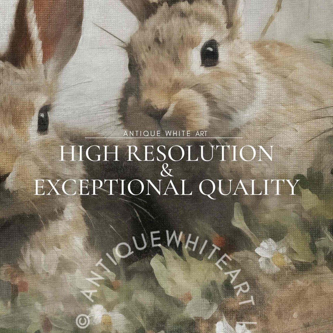 Easter Bunnies Antique Moody Rabbit Animal Print - Image 4