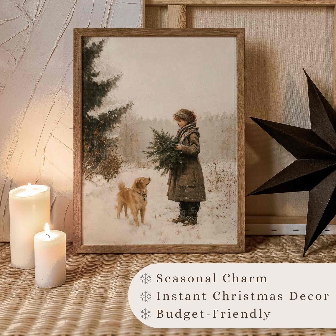 Winter Vintage Rustic Christmas Decor Art Print - Image 2