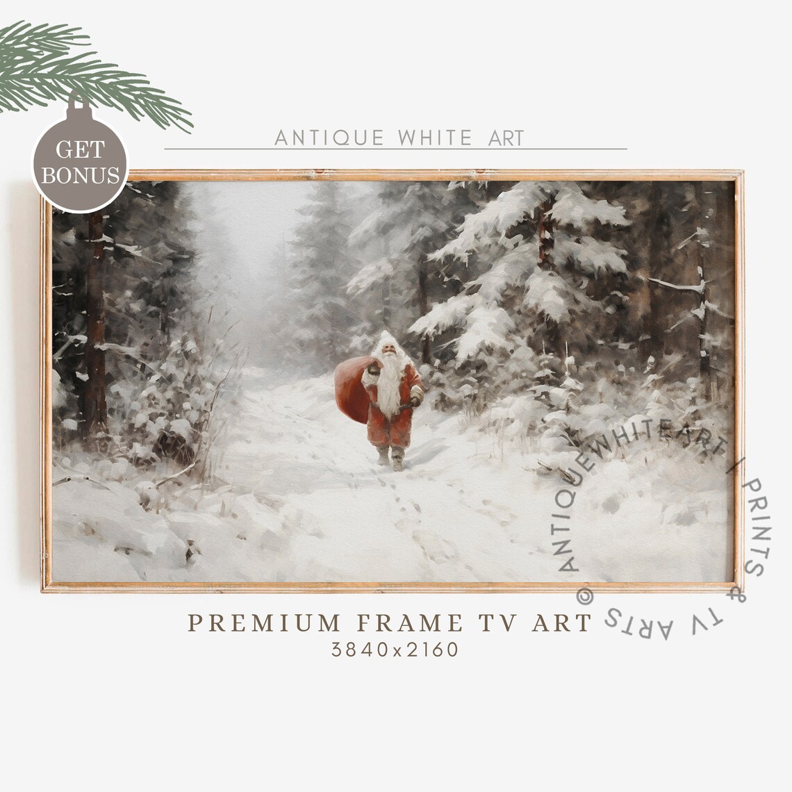 Vintage Christmas Santa Claus Holiday Decor Art Print