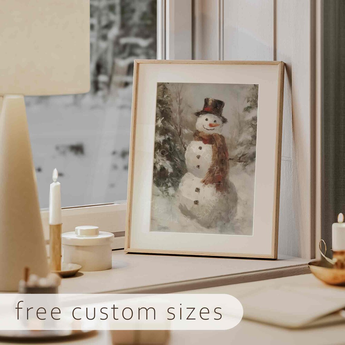 Snowman Christmas Farmhouse Winter Art Print - Image 4