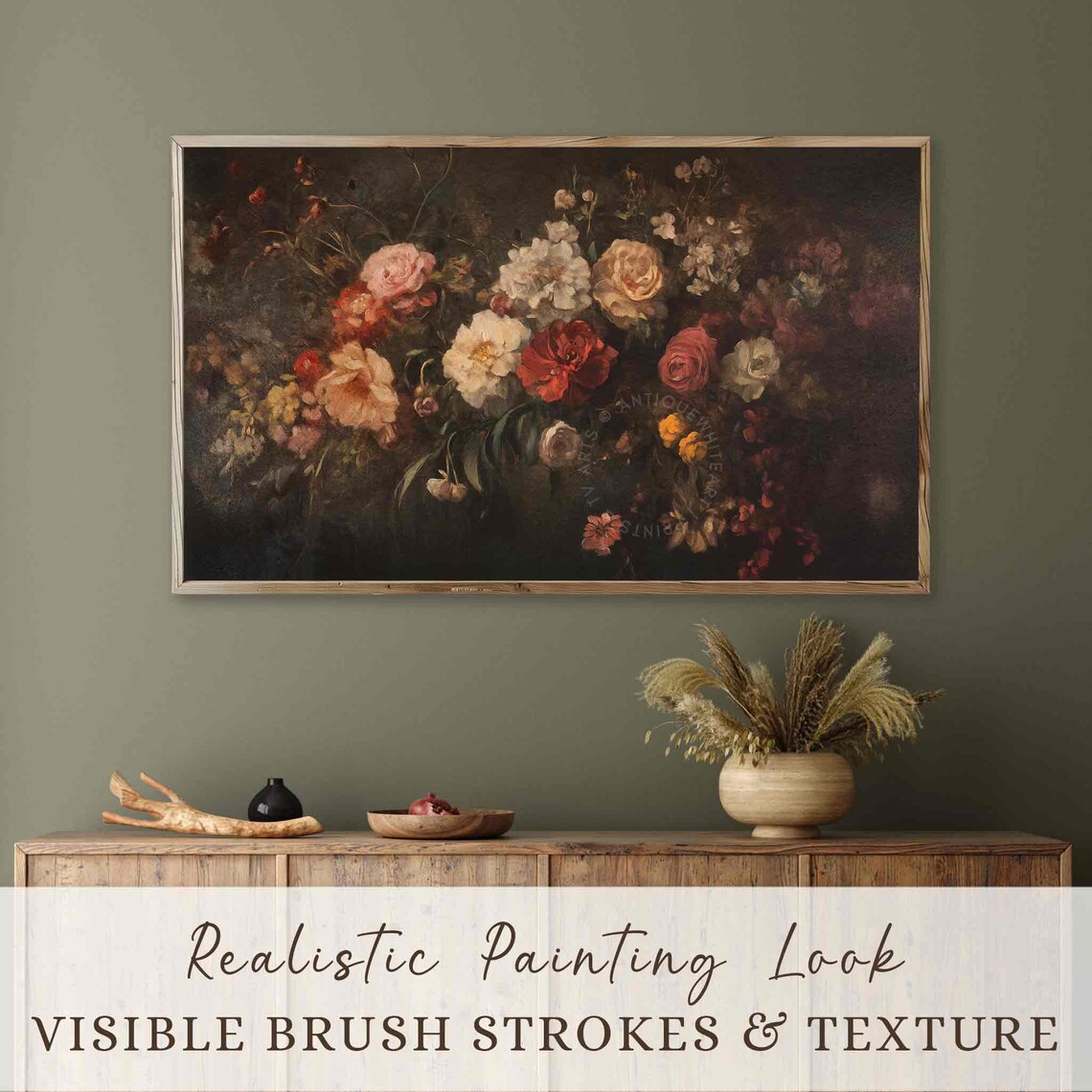 Fall Floral Frame TV Art, Moody Botanical Art Print - Image 3