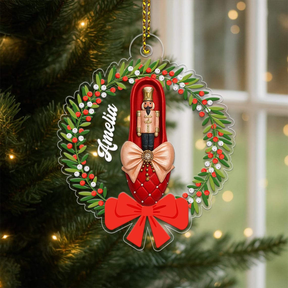 Personalized Ballet Shoe Nutcracker Christmas Ornament Wall Art