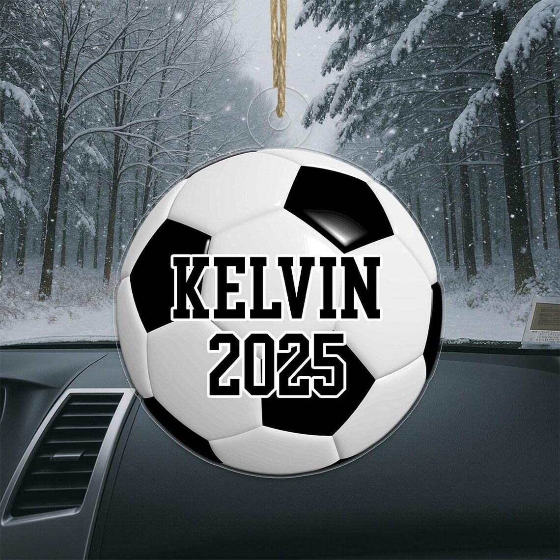 Personalized Soccer Ball Acrylic Christmas Ornament Custom Name 2025 Poster