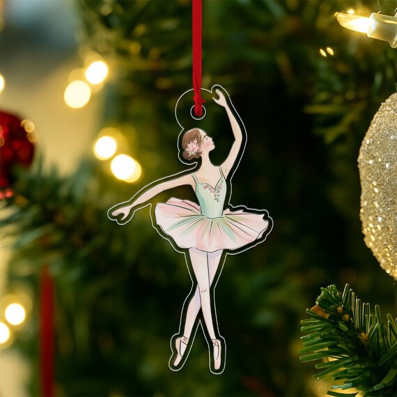 Mint Green Tutu Ballerina Dancer Christmas Ornament Photo Poster