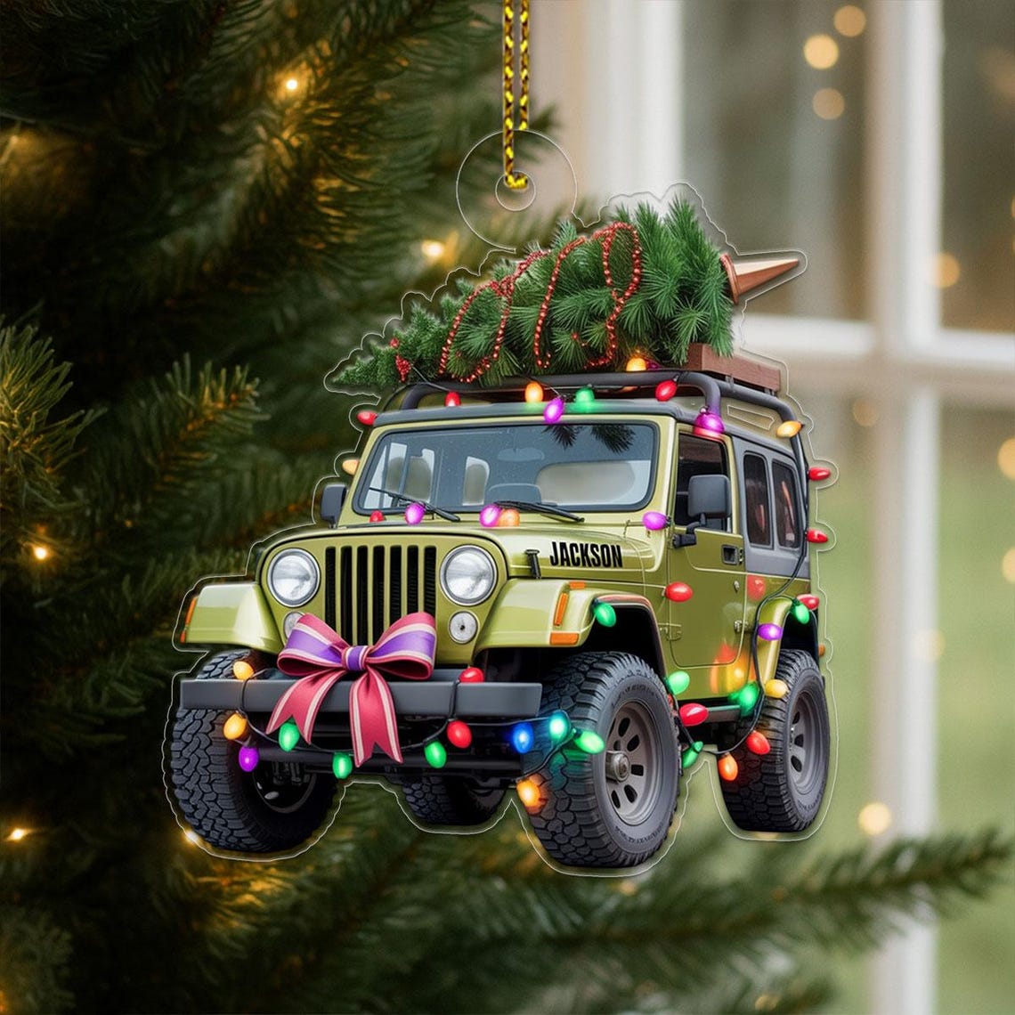 Personalized Name Off Road Jeep Christmas Tree Ornament 4x4 Gift Print