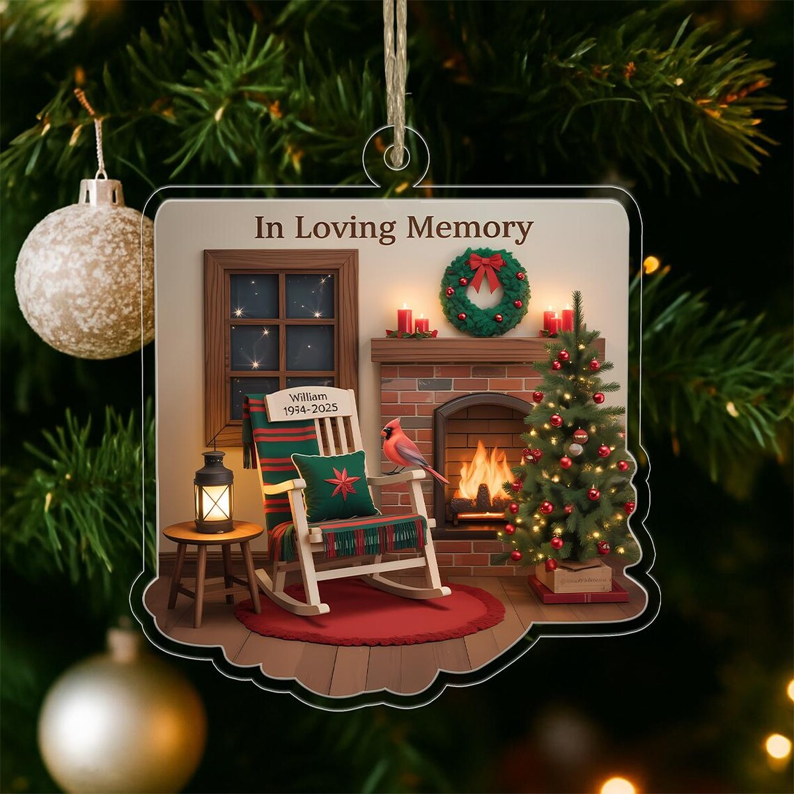 In Loving Memory Memorial Fireside Rocking Chair Christmas Print