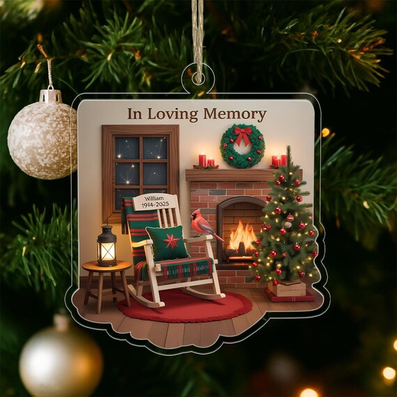 In Loving Memory Memorial Fireside Rocking Chair Christmas Print