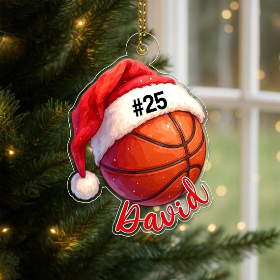 Custom Basketball Santa Hat Number 25 Player Name Ornament Poster