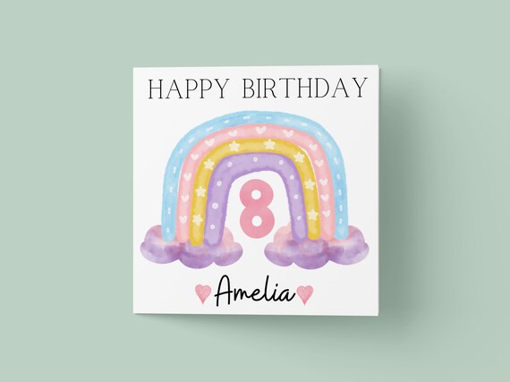 Rainbow Birthday Card Personalised 1st 2nd 3rd Birthday Card Girls First Birthday Card Rainbow Birthday Card