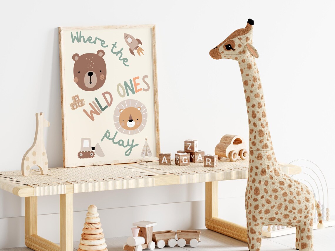 Where The Wild Ones Play, Safari Nursery Poster