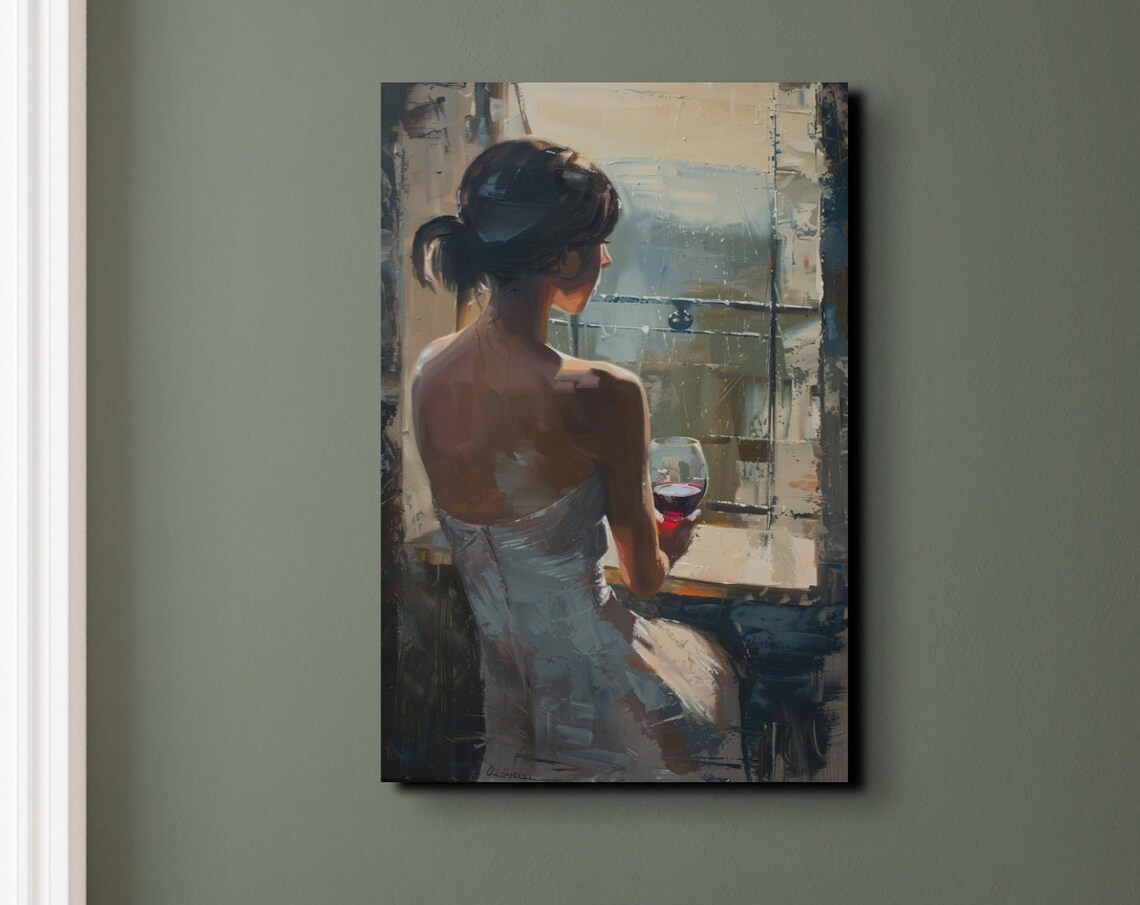 French Beauty With Glass Of Wine, Impressionist Art Print