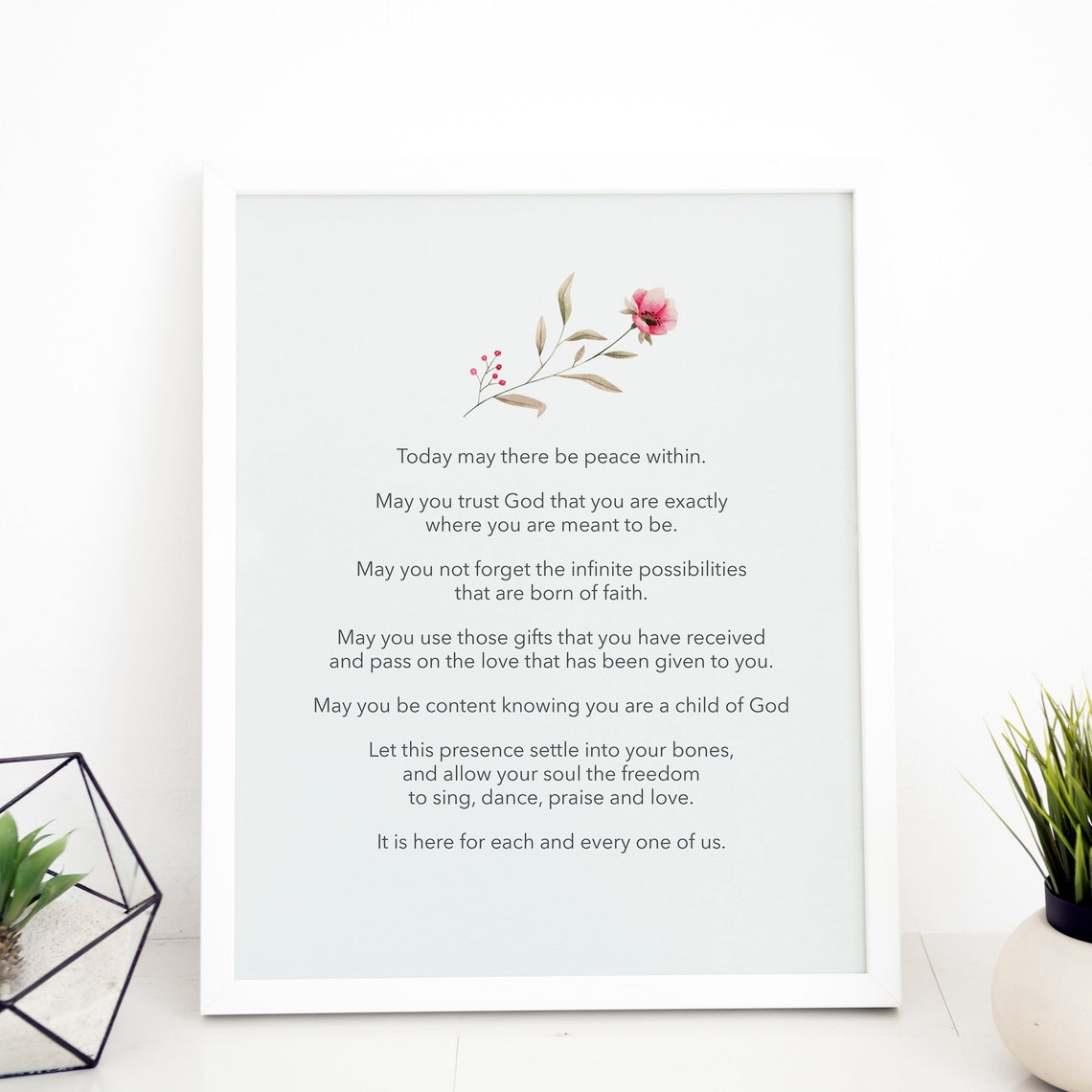 Today May There Be Peace Within Prayer Minimalist Floral Wall Art - Image 2