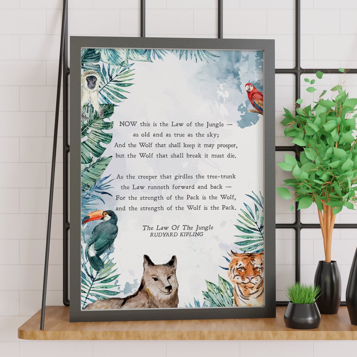 Rudyard Kipling Jungle Book Poem, Minimalist Art Print