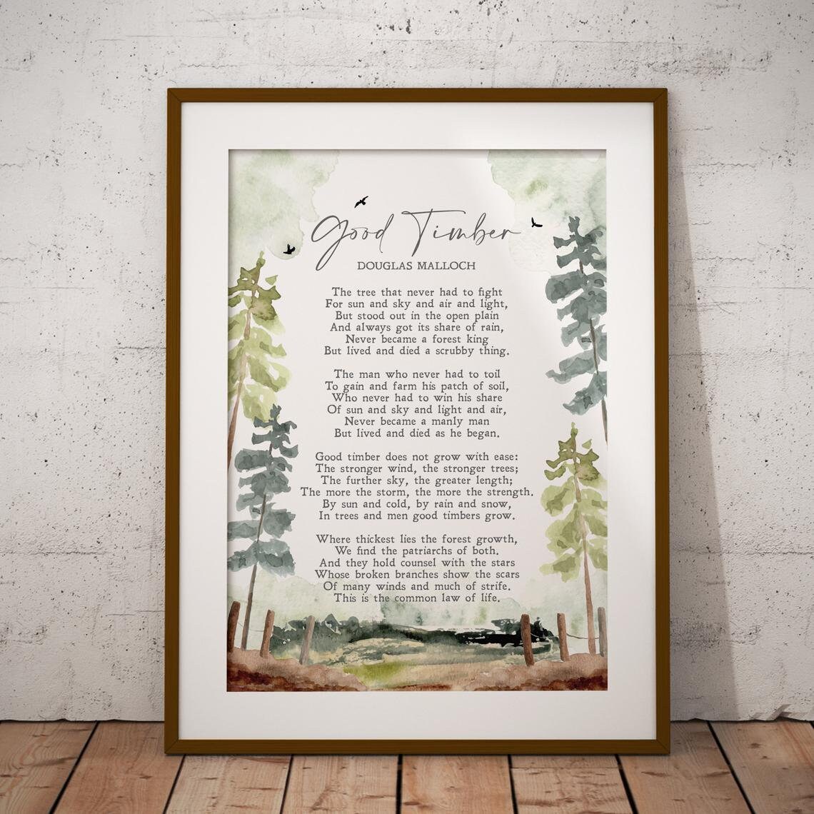 Good Timber Douglas Malloch Poem Watercolor Art Print