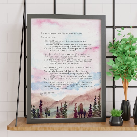 Kahlil Gibran On Time Prophet Quote Watercolor Mountain Poster