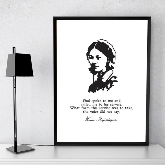 Florence Nightingale Service Nurse Gift Inspiration Wall Art Minimalist Print Quote Motivation Instant