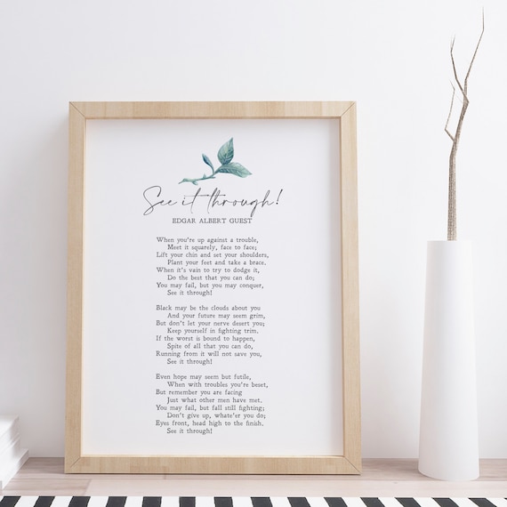 See It Through Edgar Albert Guest Poem Minimalist Botanical Wall Art Poster