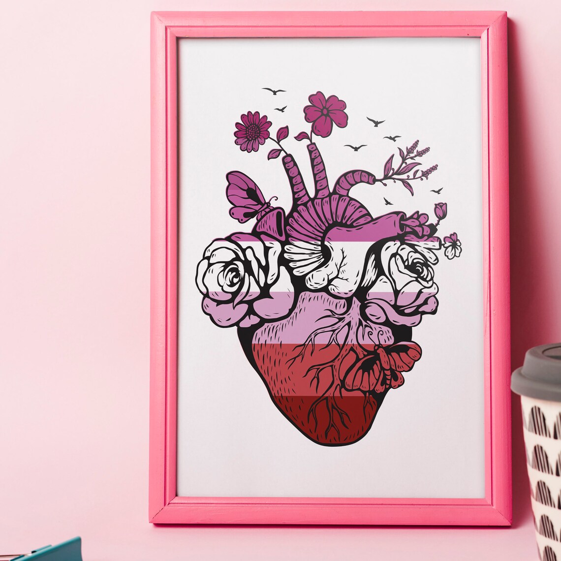 Lesbian Pride Heart Art Print, LGBTQ Room Decor - Image 2