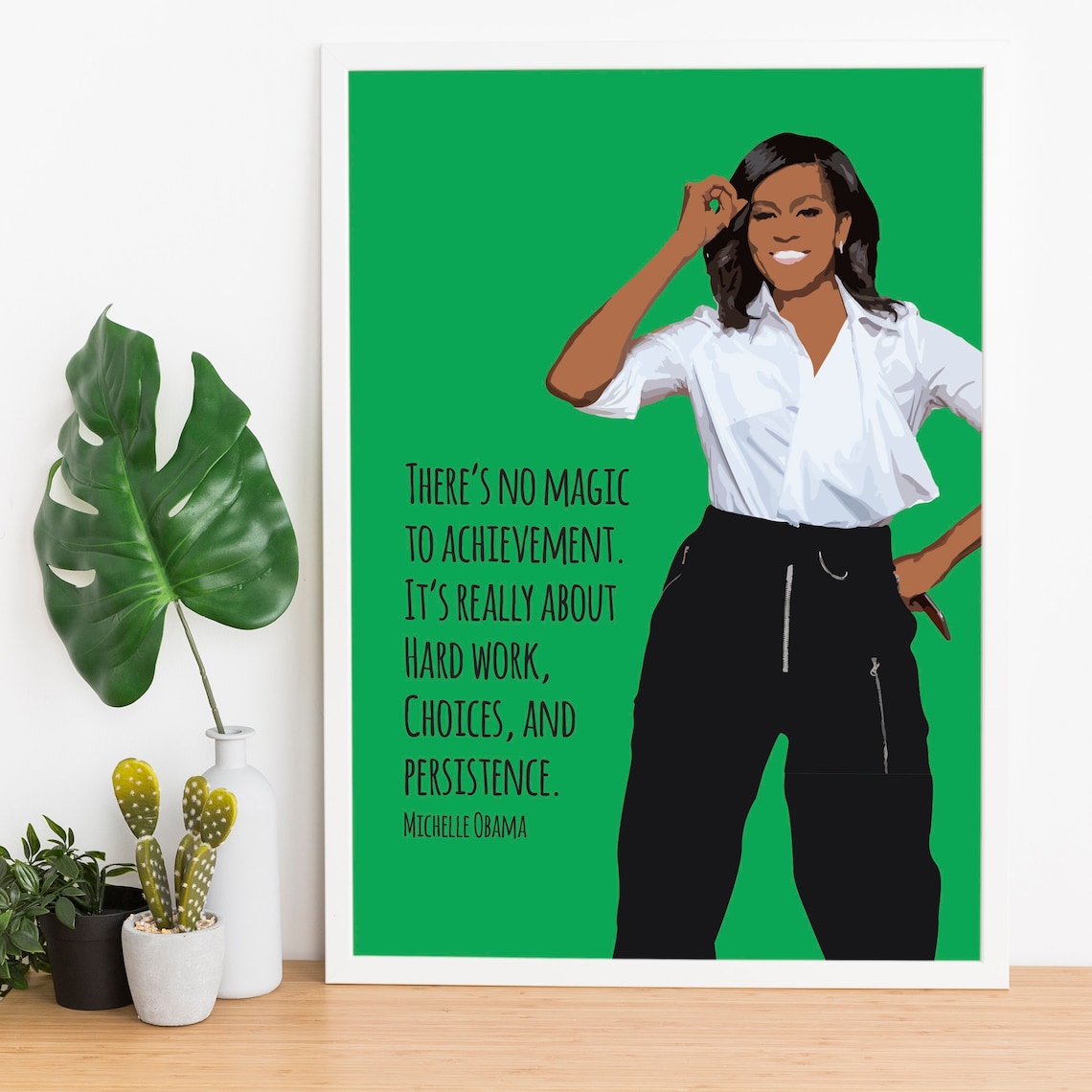 Michelle Obama Quote, No Magic to Achievement Poster - Image 3