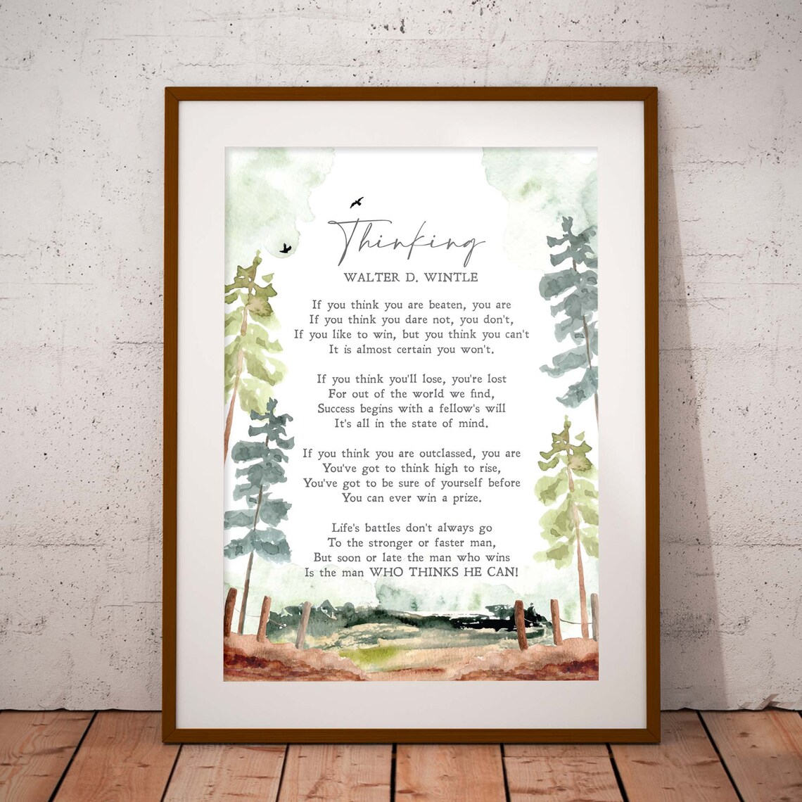 Thinking, Walter D. Wintle Poem Art Print - Image 3