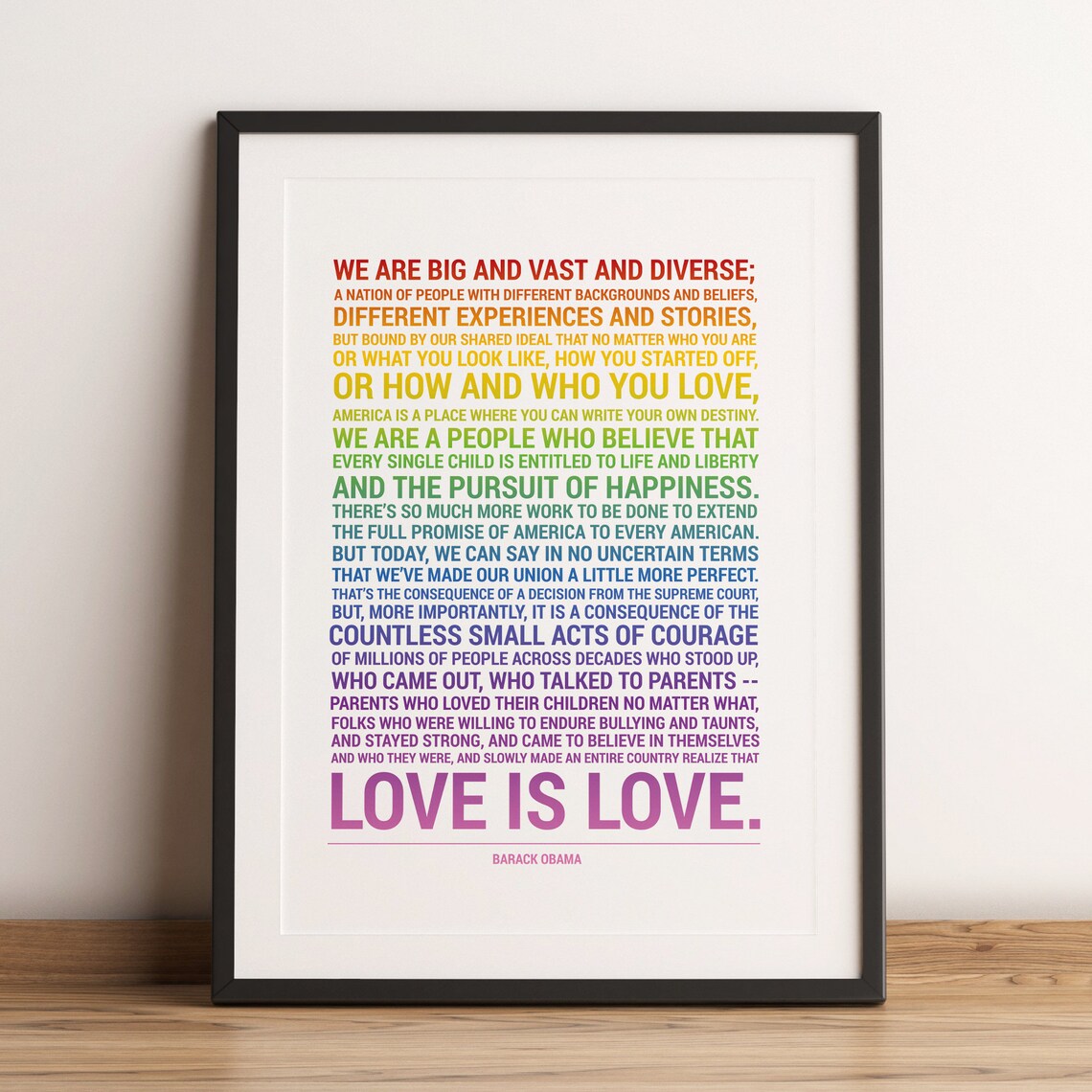 Barack Obama Love Is Love Pride LGBTQ Poster Print