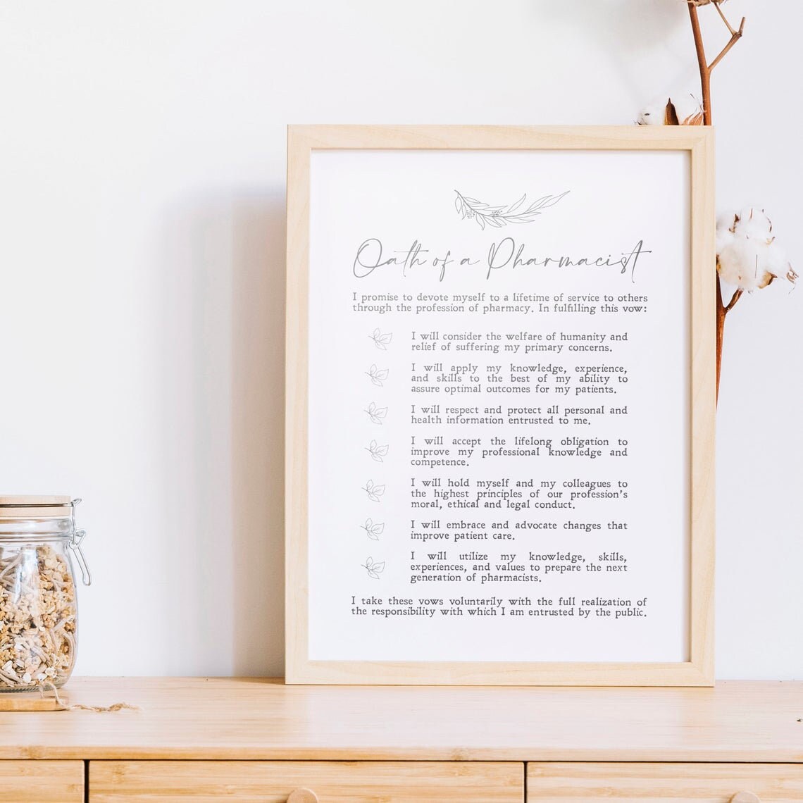Oath of a Pharmacist Minimalist Motivation Art Print - Image 2