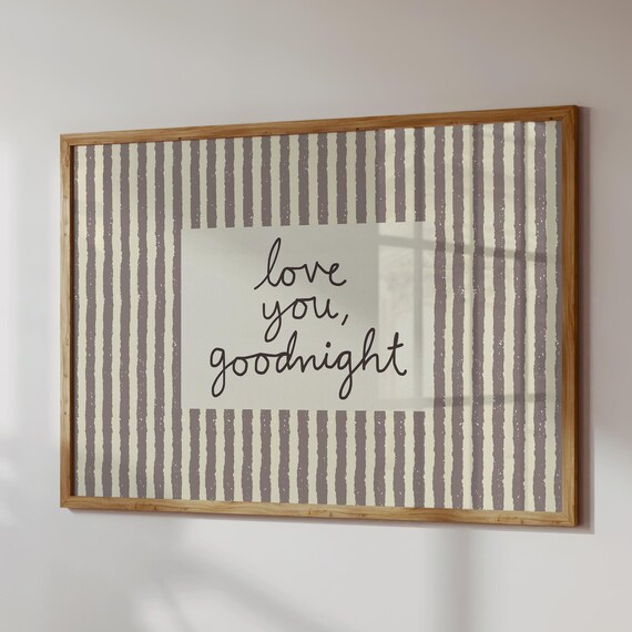 Love You Goodnight Retro Striped Bedroom Decor