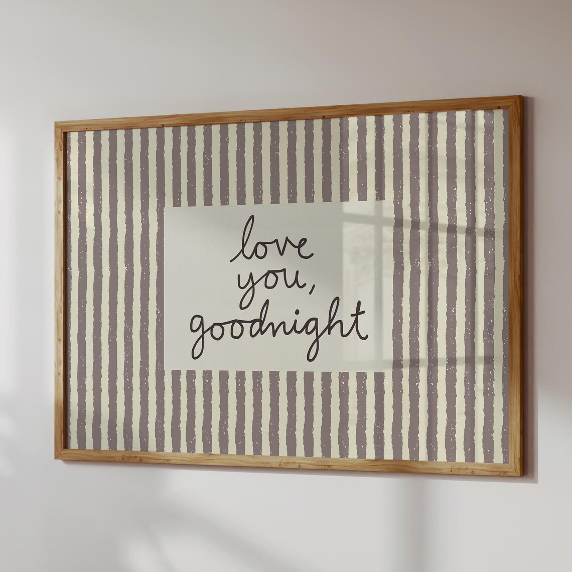 Love You Goodnight Retro Striped Bedroom Decor