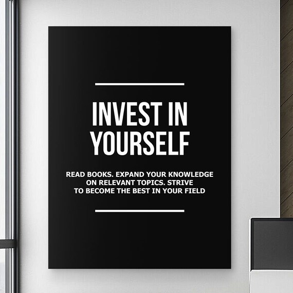 Invest In Yourself Quote Canvas Print Office Decor Mindset Wall Art