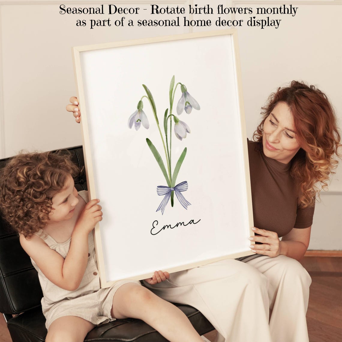 Olivia Iris Birth Flower Personalized Watercolor Nursery Poster - Image 3