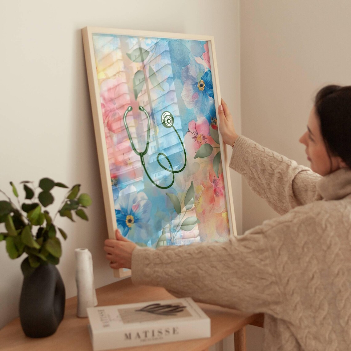 Stethoscope Watercolor Floral Medical Graduation Gift Poster - Image 4