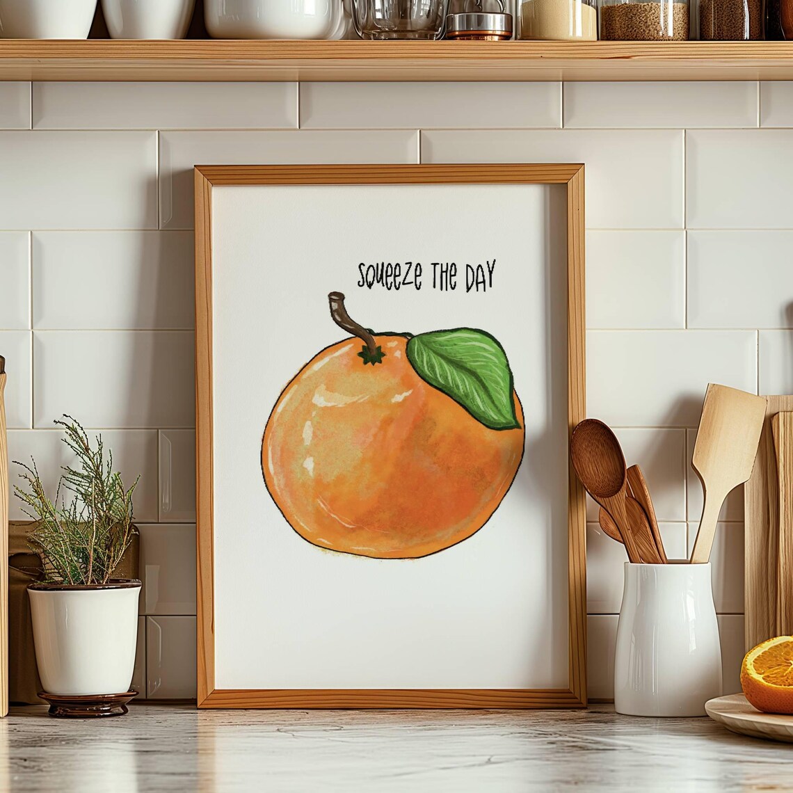 Watercolor Orange Print Kitchen Fruit Print Foodie Gift Instant Kitchen Fruit Poster Gift To Mom Dining Room Decor Fruit Home Decor - Image 3