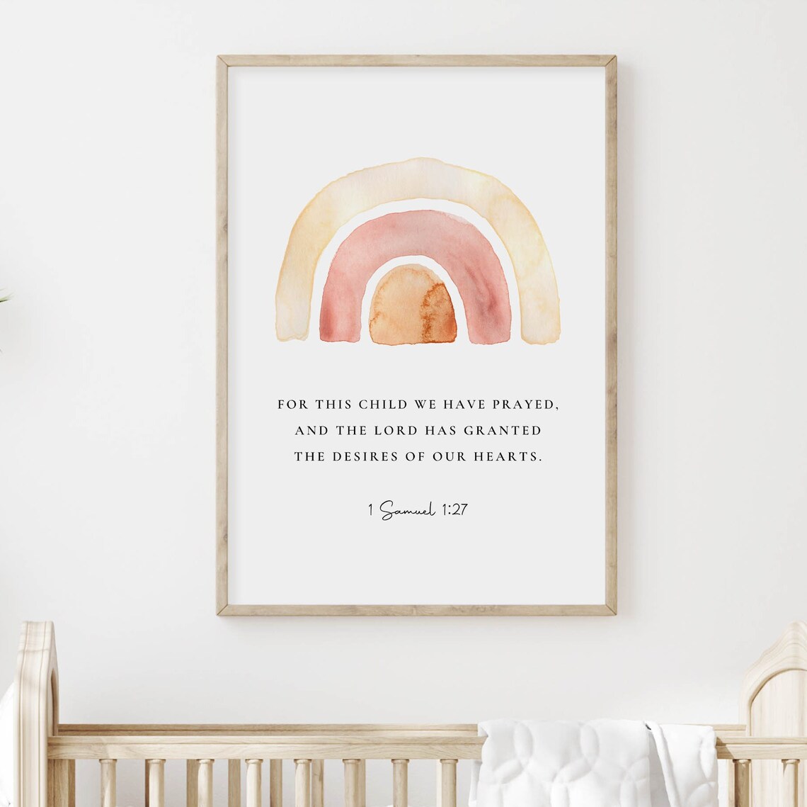 1 Samuel 1:27 Watercolor Rainbow Scripture Art Print - Image 2