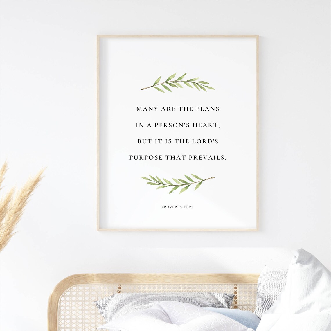 Proverbs 19:21 Botanical Scripture Wall Art Print - Image 2