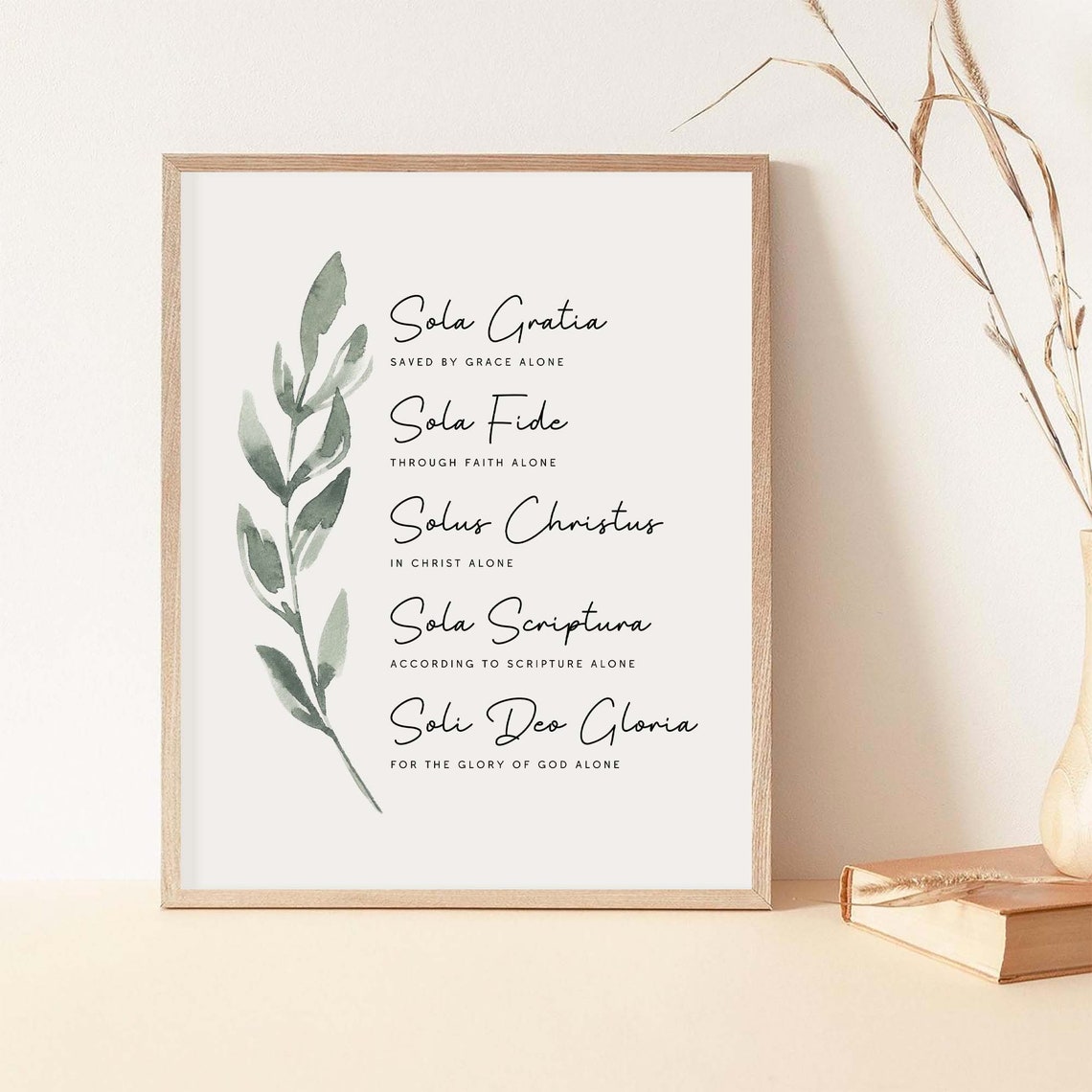 The Five Solas Christian Scripture Art Print - Image 2