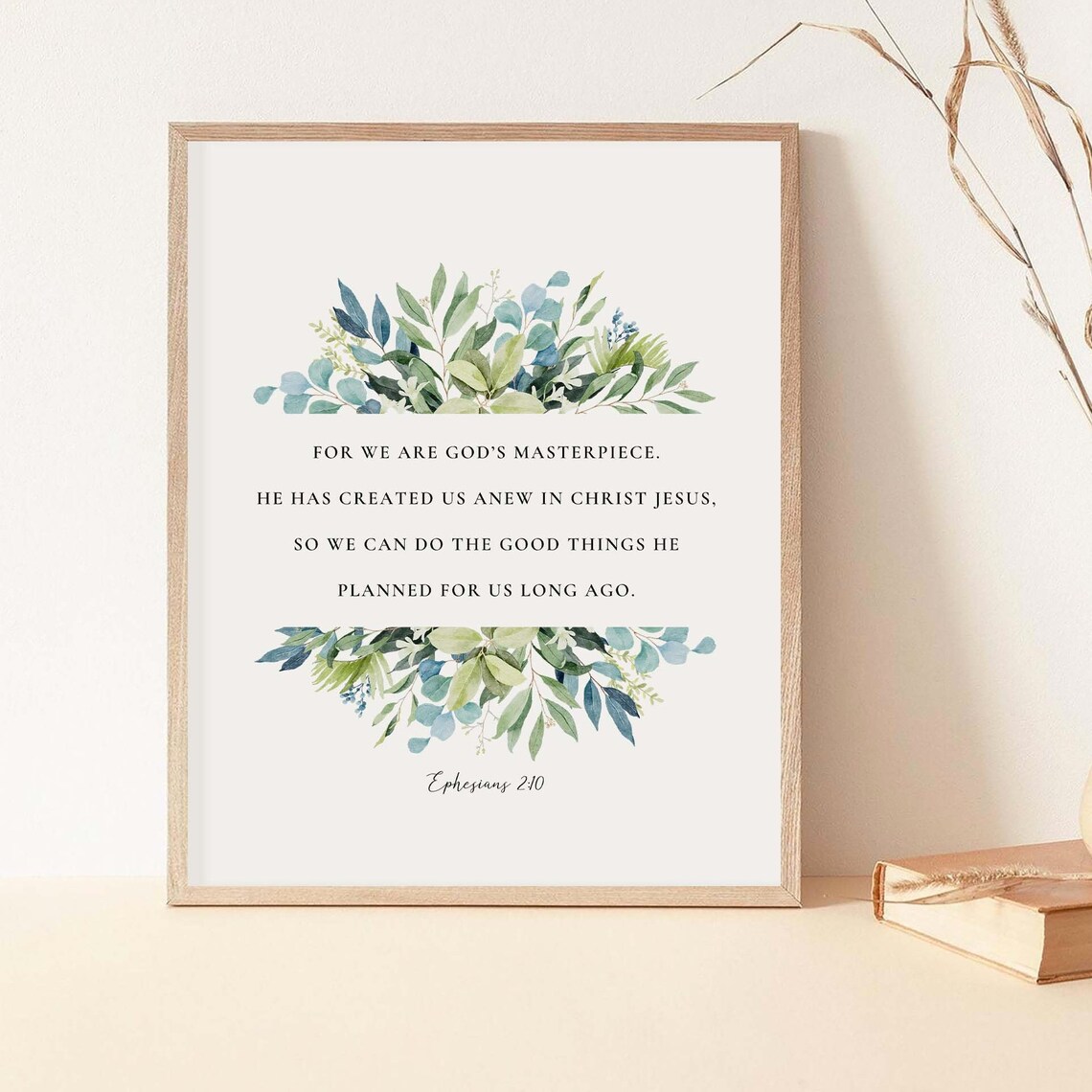Ephesians 2:10 Bible Verse Botanical Scripture Art Print - Image 2