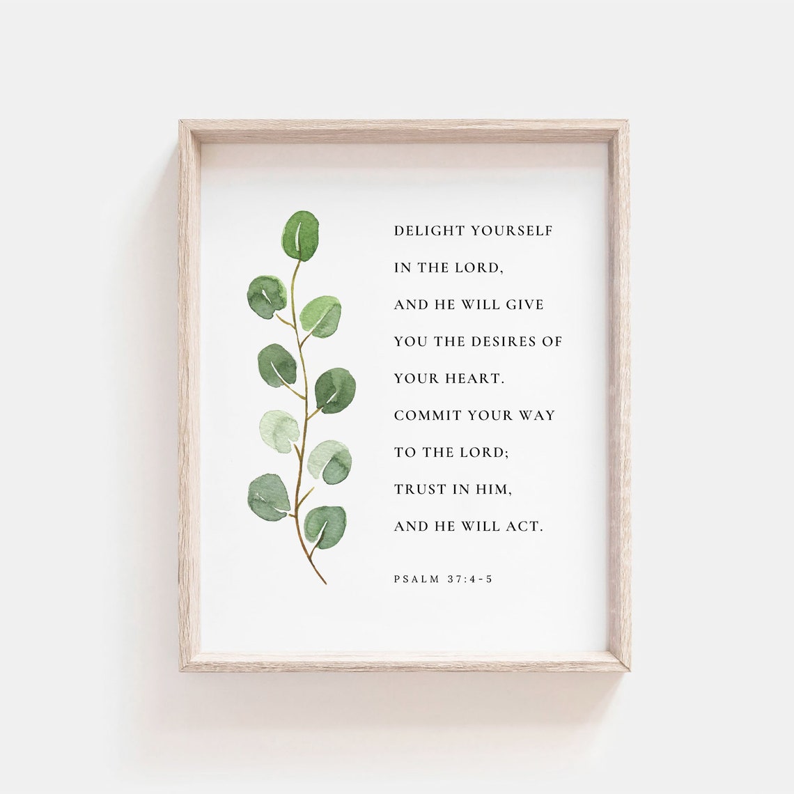 Psalm 37:4 Watercolor Botanical Scripture Art Print - Image 2