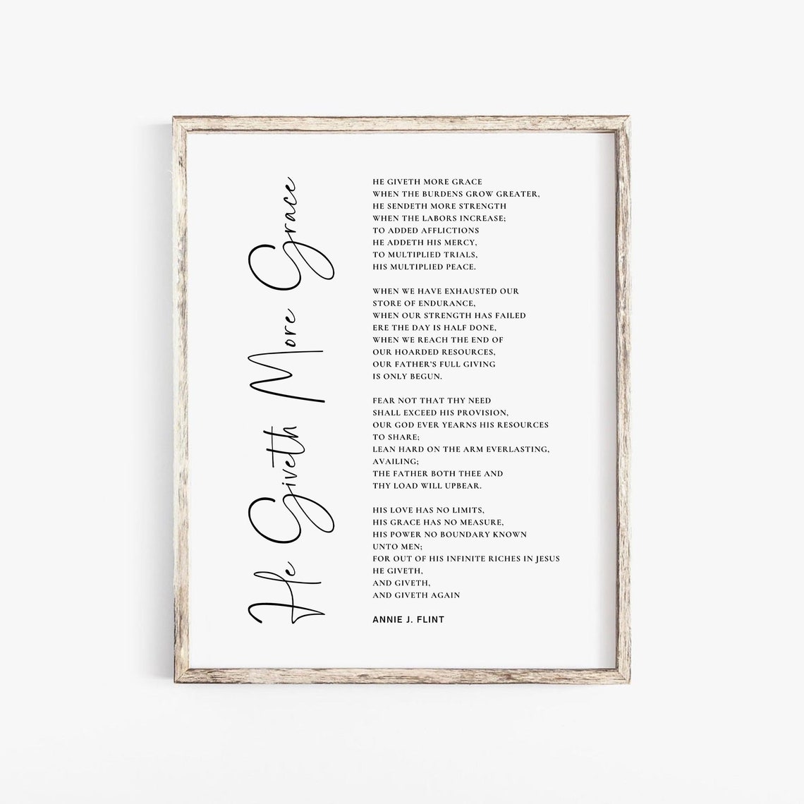 He Giveth More Grace Poem Christian Scripture Art Print