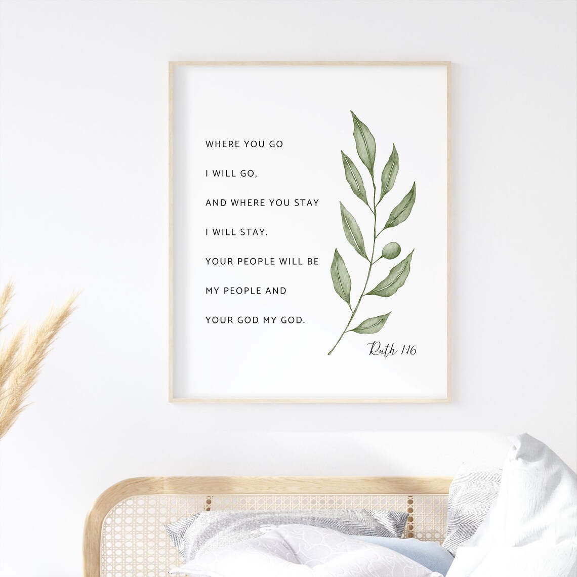 Ruth 1:16 Botanical Scripture Art Print for Christian Decor - Image 3