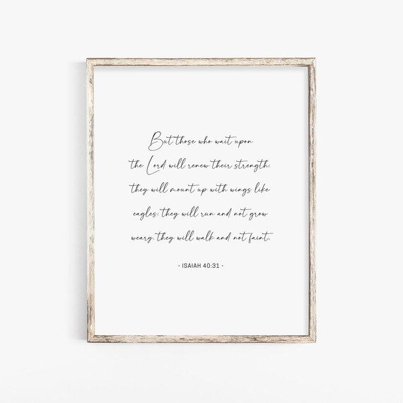 Those Who Wait Upon The Lord Isaiah 40:31 Script Calligraphy Poster