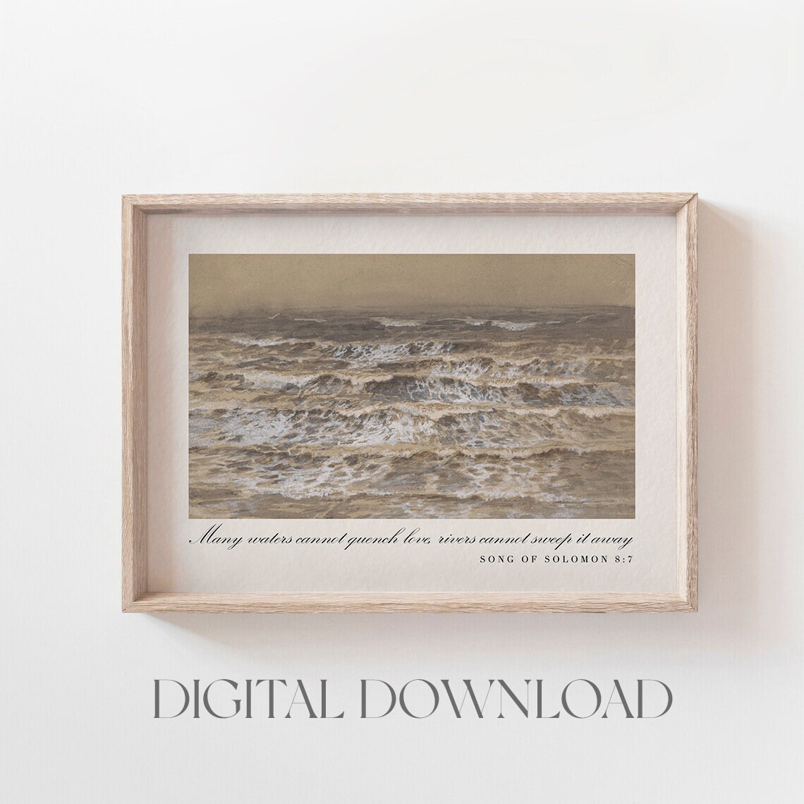 Song of Solomon 8:7 Many Waters Cannot Quench Love Ocean Wave Christian Poster - Image 2